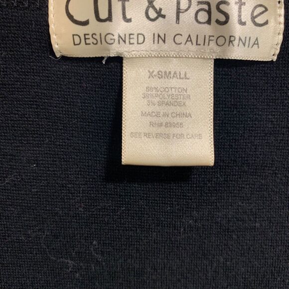 Cut and Pasted Womens Y2K Black Cropped Butterfly Baby Tee XS 90s Festival Boho - Picture 3 of 4